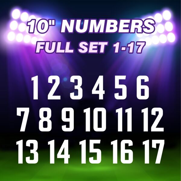 Sports Numbers - 10 inch -  NO OUTLINE SET 1-17 Thumbnail